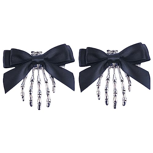 DEARMAMY 2 Stück Halloween Skelett Haarspange Leichter Langlebiger Haarschmuck mit Elegantem Schleifendesign Süßes Kopfschmuck für Mädchen für Halloween Partys und Festivals von DEARMAMY