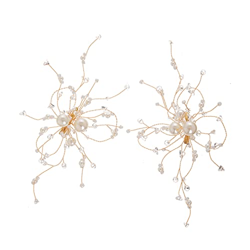 DEARMAMY 2 Stück Handgemachte Haarspangen mit Kristallen und Perlen Eleganter Brautschmuck für Hochzeiten Haaraccessoires für Besondere Anlässe von DEARMAMY