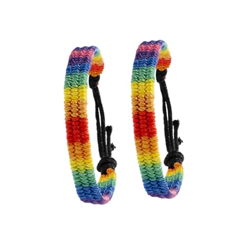 DEARMAMY 2 Stück Handgewebtes Regenbogen Bunte Lgbt Freundschaftsarmbänder für Pride Events Symbol für Liebe und von DEARMAMY