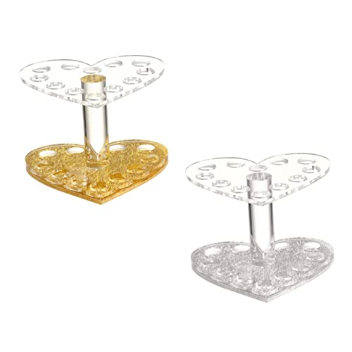 DEARMAMY 2 Stück Herzförmiger Acryl Make Up Pinselhalter Kosmetik Organizer für Schminktisch Bad Desktop Makeup Brush Lippenstift Eyeliner Aufbewahrung Bunte Farben Zufällige Farbe von DEARMAMY