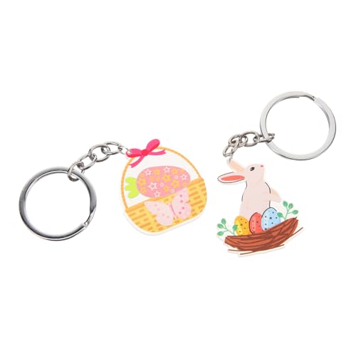 DEARMAMY 2 Stücke Keychain Schlüssel Dekoration Ostern Bunny Karotte Korb Keychain von DEARMAMY