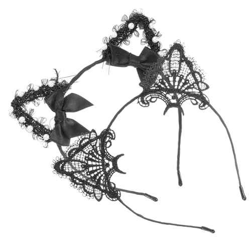 DEARMAMY 2 Stück Katzen Katzendekor Legierung Mädchen Stirnbänder Katzenohren Wickelspitze von DEARMAMY