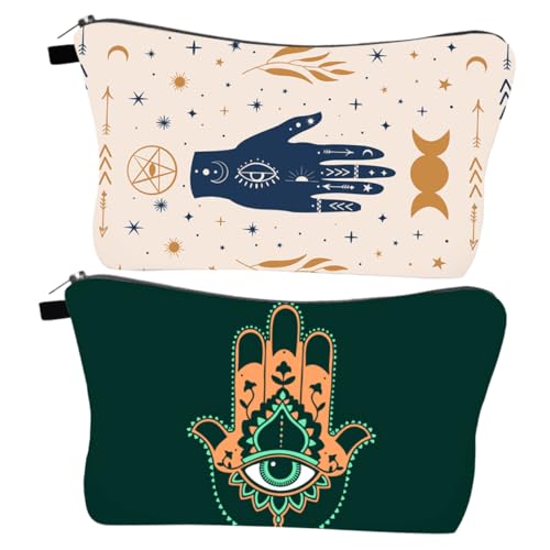 DEARMAMY 2 Stück Kosmetiktaschen für Damen Praktische Waschbeutel mit Augenmuster Große Kapazität für Kosmetik und Toilettenartikel von DEARMAMY