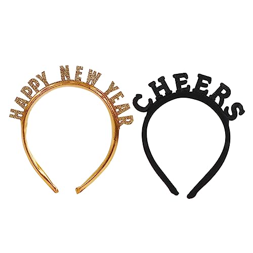 DEARMAMY 2 Stück Kunststoff Haarreifen für Neujahr Buchstaben Design Kopfschmuck Party Accessoire für Fotos für Feiern und Festliche Anlässe von DEARMAMY