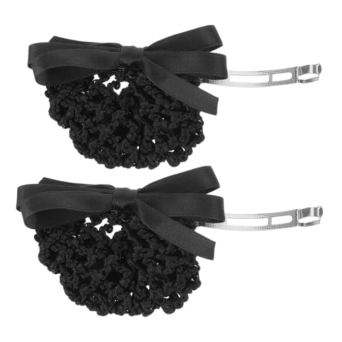DEARMAMY 2stücke Haarnetz Mit Schleife Snood-haarnetz Atmungsaktive Haarnetze Netz-haarkappen Schleifen-haarnadel Für Damen Haarnetz Für Hochsteckfrisuren Dutt-maker Für Haare Burgunderfarb von DEARMAMY