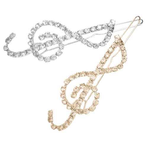 DEARMAMY 2stücke Musiknote Haarspangen Mit Strass Glitzernde Damen Haarschmuck Accessoires Für Party Und Alltag Styling von DEARMAMY
