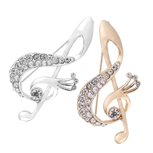 DEARMAMY 2 Stück Notenbrosche mit Strassbesatz Modisches Schmuck Badge für Damen und Herren Vielseitiges Ansteck Accessoire für Anzug Abendkleid und Festliche Anlässe von DEARMAMY
