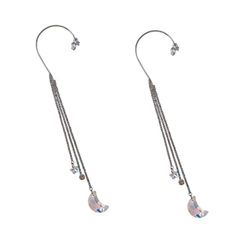 DEARMAMY 2 Stück Ohrklemmen mit Langen Quasten und Funkelnden Kristallen Ohrringe Ohrlöcher Langlebige Strassbesetzte Ear für Damen Geeignet für Party und Hochzeit von DEARMAMY