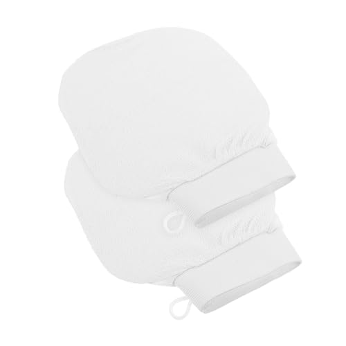 DEARMAMY 2 Stück Peeling-Handschuhe Hornhautentferner Duschhandschuhe Peeling Luffa-Handschuhe peelen Frauen Badehandschuhe für Duschpeeling Peeling-Fäustlinge Rayon Weiß von DEARMAMY