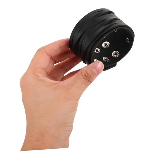 DEARMAMY 2 Stück Punk Armband Herren PU Breit Verstellbar mit Nieten Vintage Stil Wristband für Alltag und Party Modisches Schmuckaccessoire von DEARMAMY