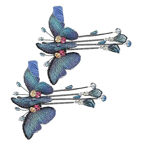 DEARMAMY 2stücke Haarspangen Für Damen Mit Schmetterlings-design Und Quasten Für Dickes Haar Haarstyling-accessoires Für Party Und Festival von DEARMAMY