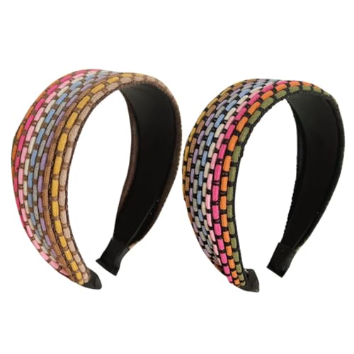 DEARMAMY 2stücke Stirnbänder Dekorativer Kopfschmuck Für Frauen Mädchen Kunsthaarband Accessoire Kopfbedeckung Haaraccessoire von DEARMAMY