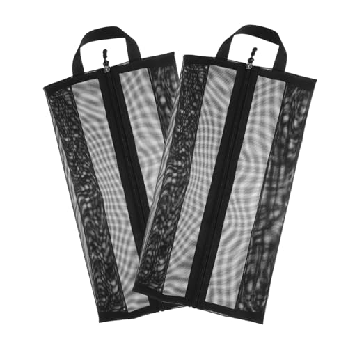 DEARMAMY 2 Stück Reiseschuhtaschen Atmungsaktivem Netzmaterial mit Traggriff für Aufbewahrung von Schuhen im Gepäck für Männer und Frauen Schwarz Groß von DEARMAMY