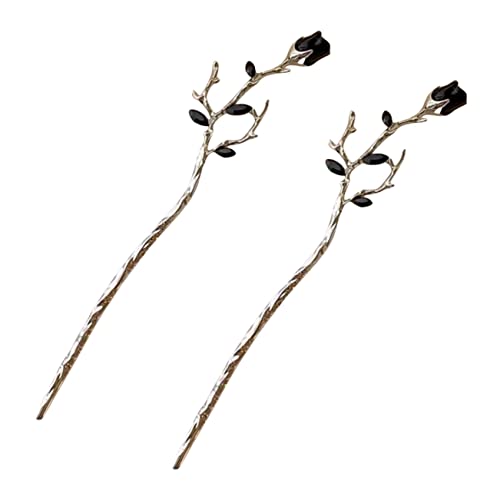 DEARMAMY 2 Stück Rosenzweig Haarnadel Rosenhaar Haarnadeln Für Frauen Blumen Seide Haarnadeln Für Brötchen Haarknoten-accessoires Für Frauen Geformt Hochzeit Klein Legierung Silver von DEARMAMY