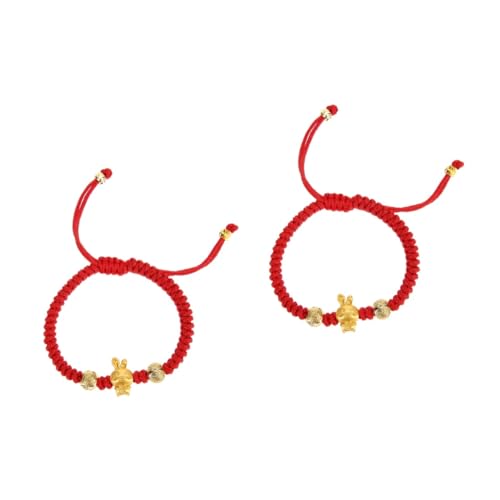 DEARMAMY 2 Stück Rotes Chinesisches Neujahrs Armband Jahr Hasen Handgefertigtes Schnurarmband für Damen und Herren Glücksbringer Zodiac Glücksarmband von DEARMAMY