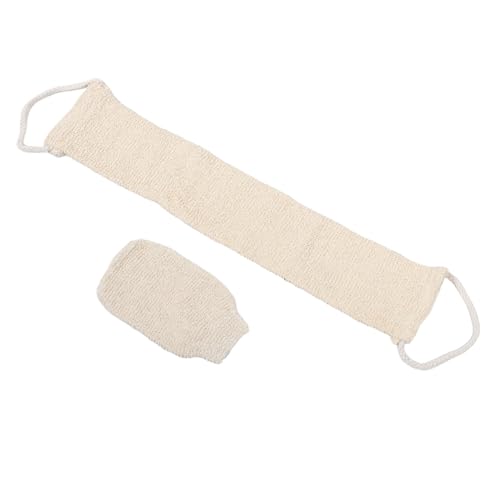 DEARMAMY 2 Stück Rücken Und Badehandschuhe Peeling Handschuh Körperpeeling Peeling Faust Rücken Luffa Peeling Handtuch Peeling Duschtuch Dusch Rückenschrubber Sisal Beige von DEARMAMY