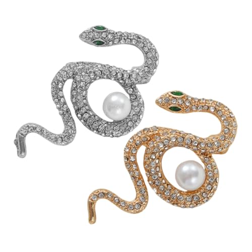 DEARMAMY 2 Stück Schlangen Broschen aus Modische Schlange Anstecknadeln für Frauen Vielseitige Lapel Pins mit Funkelnden Strasssteinen Stilvolle Accessoires für Kleidung und Rucksäcke von DEARMAMY