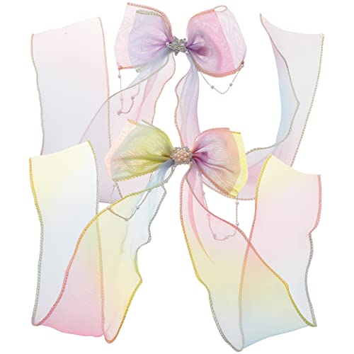 DEARMAMY 2stücke Haar Bögen Mit Schleife Und Band Für Frauen Und Junge Mädchen Haarspangen Aus Stoff Haarschmuck Für Hochzeiten Und Partys von DEARMAMY