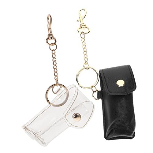 DEARMAMY Lippenbalsam Halter Schlüsselanhänger Transparenter PVC Lippenstift Halter Schlüsselanhänger Für Lippenstifte Schwarzer Und Transparenter Halter Ideal Für Die von DEARMAMY