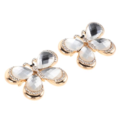 DEARMAMY 2 Stück Schmetterling Brosche mit Strass Vielseitiger Anstecker für Damen Vintage Legierung Pin für Mantel Schal Hut und Rucksack Accessoire von DEARMAMY