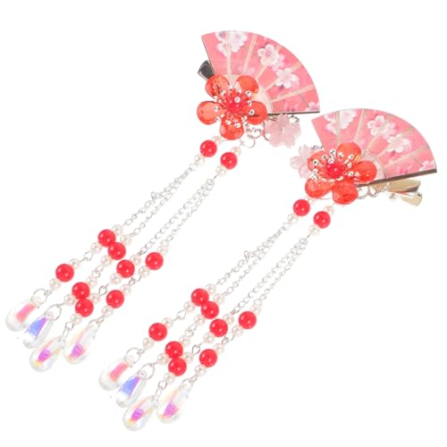 DEARMAMY 2 Stück Teiliges Blumen Haarspangen mit Quasten Mädchen Haarklammern im Fächerdesign Eleganter Haarschmuck für Besondere Anlässe und Alltägliche Looks von DEARMAMY