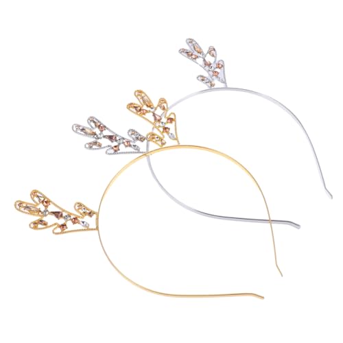 DEARMAMY 2 Stück Teiliges Rentier Geweih Haarreif für Weihnachten Haarbänder für Damen und Mädchen für Partys und Festliche Anlässe Gold und Silber von DEARMAMY