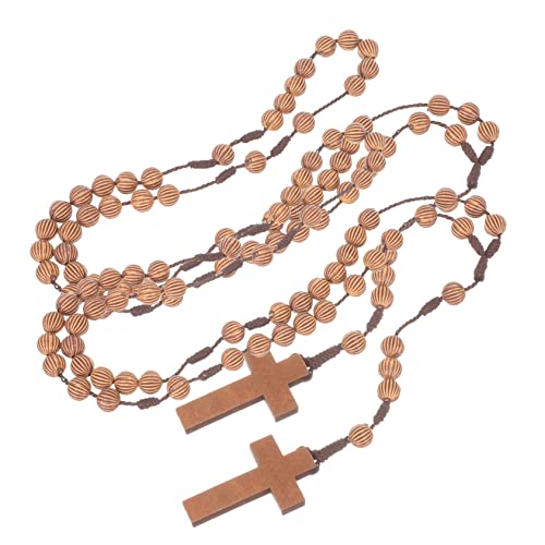 DEARMAMY 2 Stück Teiliges Vintage Rosenkranz Halskette mit Handgefertigten Kürbisperlen Glatte Oberfläche Angenehmes Tragegefühl für Gebet und Religiöse Anlässe von DEARMAMY