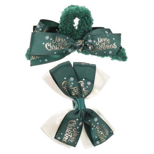DEARMAMY 2 Stück Teiliges Weihnachts Haarspangen mit Schleifenmotiv Leichte Robuste und Kunststoffclips Festliche Haarschmuck für Damen Weihnachten Partys Rollenspielen und Halloween von DEARMAMY