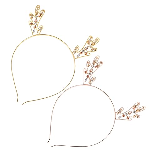 DEARMAMY 2stücke Geweih-haarreif Aus Metall Mit Strasssteinen Modischer Stirnband Für Frauen Und Mädchen Party-kopfschmuck Roségold Für Geburtstage Hochzeiten Feste Und Feiertage von DEARMAMY