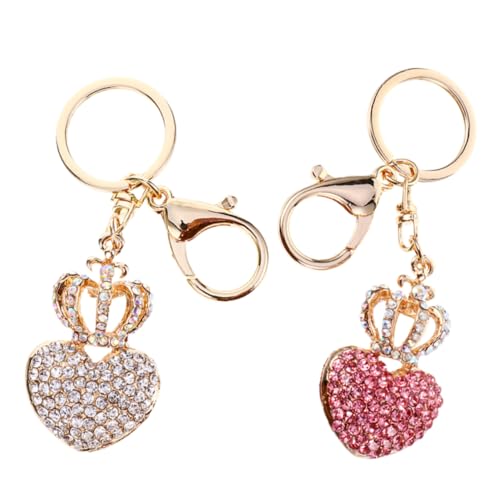 DEARMAMY Schlüsselanhänger mit Herz-Krone und Funkelndem Strasssteinen Modischer Schlüsselanhänger für Geldbeutel und Handtaschen. von DEARMAMY