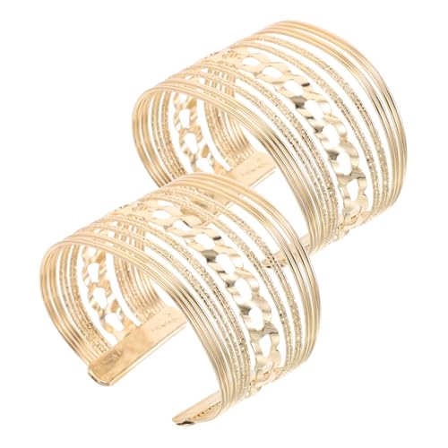 DEARMAMY 2 Stück Verstellbare Offene Manschette Goldene Chunky Armbänder Layered Handgelenkschmuck für und Besondere Anlässe von DEARMAMY