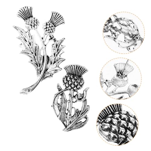 DEARMAMY 2 Stück Vintage Blumenbroschen Für Damen Hochzeitsbrosche Dekorative Anstecknadeln Bestickte Broschen Für Anzüge Und Schals Kreative Corsage Mit Distelblumen Design von DEARMAMY