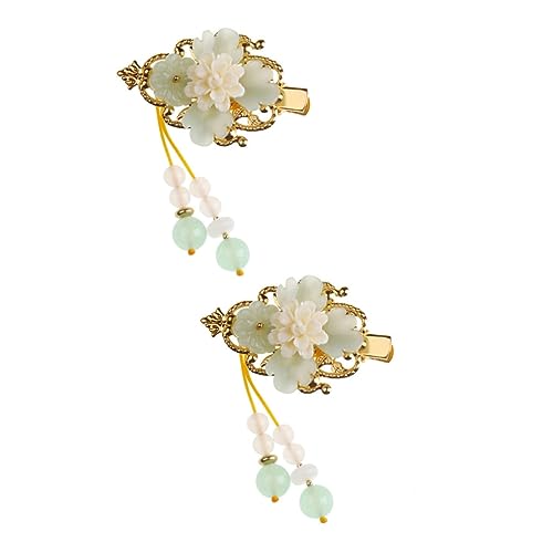 DEARMAMY 2 Stück Vintage Glasblumen Haarklammern für Frauen Stabile und Langlebige Haarnadeln aus Klassischer Chinesischer Haarschmuck Vielseitig Einsetzbar für Verschiedene Frisuren und von DEARMAMY
