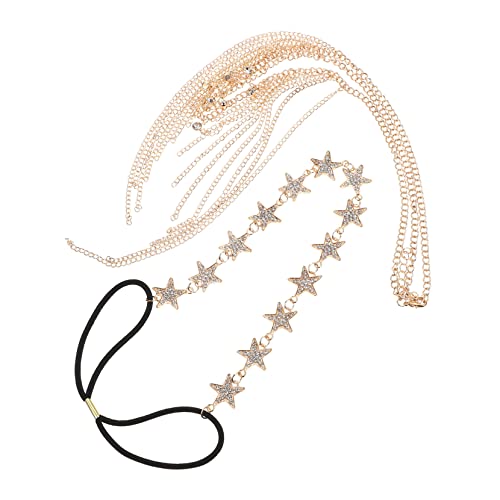 DEARMAMY 2 Stück Vintage Haarschmuck mit Perlen Ketten Stirnband für Damen Boho Stil Haaraccessoire für Partys und Besondere Anlässe von DEARMAMY