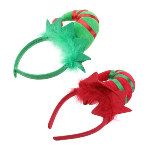 DEARMAMY 2 Stück Weihnachtlicher Haarreif Rot Grünes Geweih Kopfschmuck Damen Festliche Haaraccessoires für Weihnachten Karneval Party von DEARMAMY