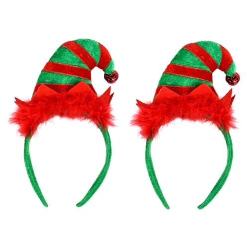 DEARMAMY 2 Stück Weihnachtlicher Haarreif mit Glöckchen Rot Grün Gemischtes Stirnband für Erwachsene und Langlebiges Kostüm Accessoire für Weihnachts und Halloween Feiern Festlicher von DEARMAMY