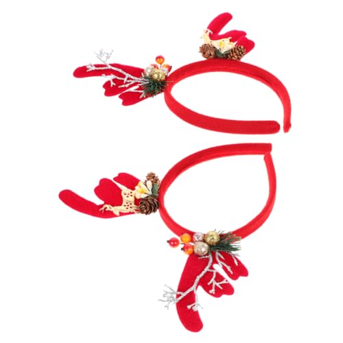 DEARMAMY 2 Stück Weihnachtliches Rentier Geweih Haarreif Headband mit Weichem Bezogen Vielseitiges Party und Kostümzubehör für Festliche Weihnachtsfeiern und Fotoshootings von DEARMAMY