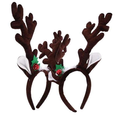 DEARMAMY 2er Set Weihnachts Haarband Mit Geweih Festliches Antler Kopfband Für Party Und Kostü Einzigartiger Xmas Haarschmuck Tiefbraun von DEARMAMY