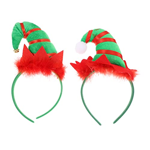 DEARMAMY 2 Stück Weihnachts Haarreif mit Glocken und Federn Festival Party Haarband Langlebig Komfortabel Festliche Kopfbedeckung für Erwachsene Weihnachten Deko von DEARMAMY