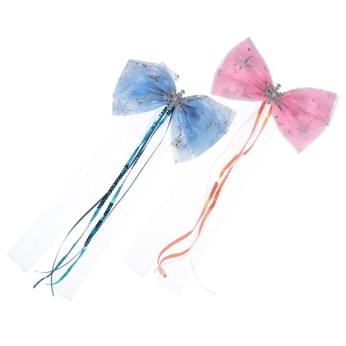 DEARMAMY 2 Stück Weihnachts Haarspangen mit Schleife und Schneeflocken Design für Mädchen Haarnadeln für Feste Partys und Hochzeiten von DEARMAMY
