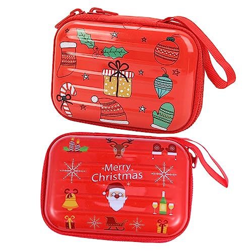 DEARMAMY 2 Stück Weihnachts Weißblech Reißverschlusstaschen Partytüten Geldbörse Für Herren Mini Artikel Für Die Geldbörse Durchsichtige Geldbörse Würfeltasche Mini Taschenlampe von DEARMAMY