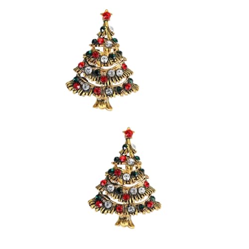DEARMAMY 2 Stück Weihnachtsbaum Brosche mit Kristallverzierung Leichte Anstecknadel für Frauen Festliche Dekoration für Kleidung Taschen und Accessoires Perfektes Xmas Festival von DEARMAMY