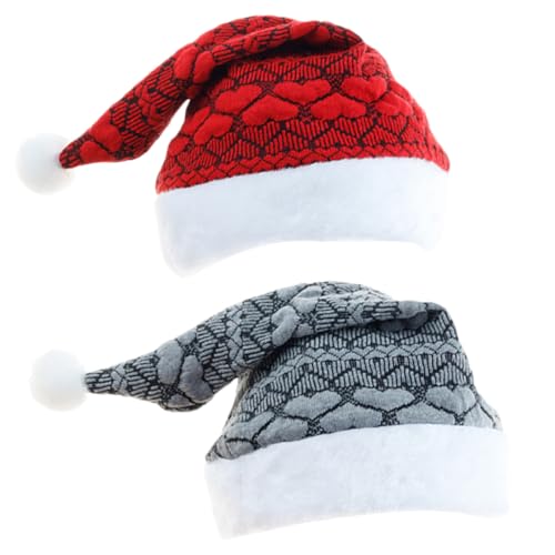 DEARMAMY Weihnachtsmannmützen Weihnachtsmütze 2-tlg. Strick- Und Plüschfuttermützen Für Erwachsene Komfort Party von DEARMAMY