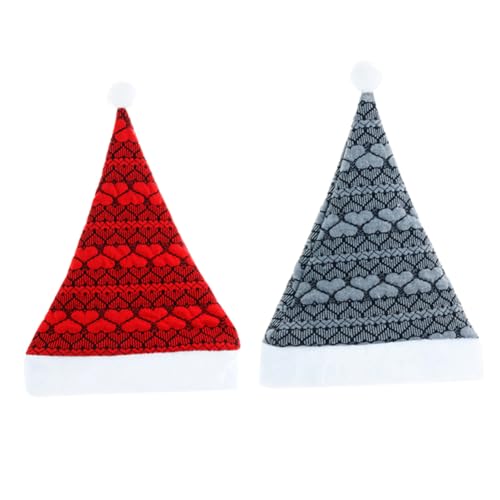 DEARMAMY 2 Stück Weihnachtsmütze Weihnachtsmütze Plüschrand Schlafmütze Weihnachtsparty Mütze Urlaubsmütze Mützen Plüsch Weihnachtsmütze Schwarze Mütze Mütze Für Neugeborene von DEARMAMY