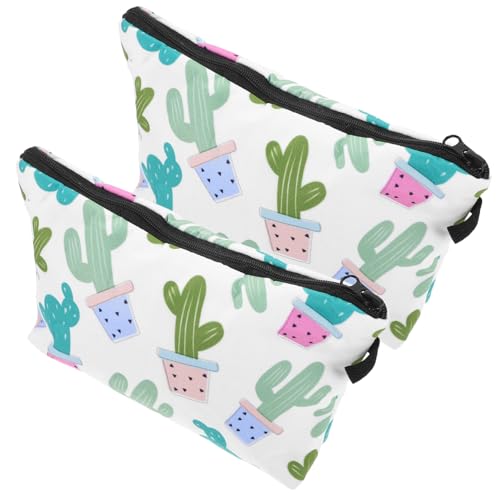 DEARMAMY 2 Stücke Kosmetiktaschen für Damen Praktische Aufbewahrung für Make Up und Toilettenartikel für Reisen und Outdoor Aktivitäten Kaktus von DEARMAMY