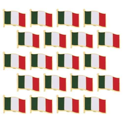 DEARMAMY 20 Stück Länderflaggen-Anstecknadel Italien-Flagge Anstecknadel Internationale Reise-Brosche Metall-Souvenir-Anstecknadel Für Hut Kleidung Rucksack von DEARMAMY