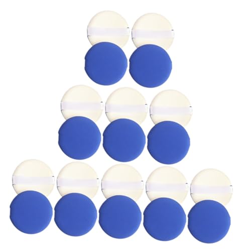 DEARMAMY 20 Stück Runde Make Up Schwämme Latexfreie Feuchte und Trockene Puderquasten für Foundation Concealer Blush und Highlighter zur Haut Wiederverwendbar Blau von DEARMAMY