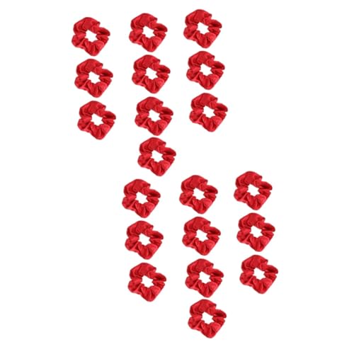 DEARMAMY 20 Stück Teiliges Rote Satin Haargummis Elastisch Dehnbar für Pferdeschwanz und Damen und Mädchen Weihnachts Haarschmuck Modisch Festlich Vielseitig Tragbar als Armband von DEARMAMY