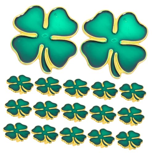 DEARMAMY 20 Stück vierblättrige Kleeblattbrosche Anstecknadeln für Mädchen Hut Broschennadeln Stillscheide Schmuck kawaii Pins für Rucksäcke Anzugbrosche für Männer Anzugnadeln Metall Grün von DEARMAMY