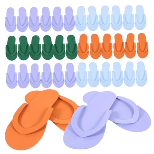 DEARMAMY 24 Paare EVA Einweg Slipper Leichte Pediküre Hausschuhe aus Schaumstoff Hygienisch für Damen Herren für Spa Strand Hotel Party und Zuhause Zufällige Farbe Zufällige Farbe von DEARMAMY